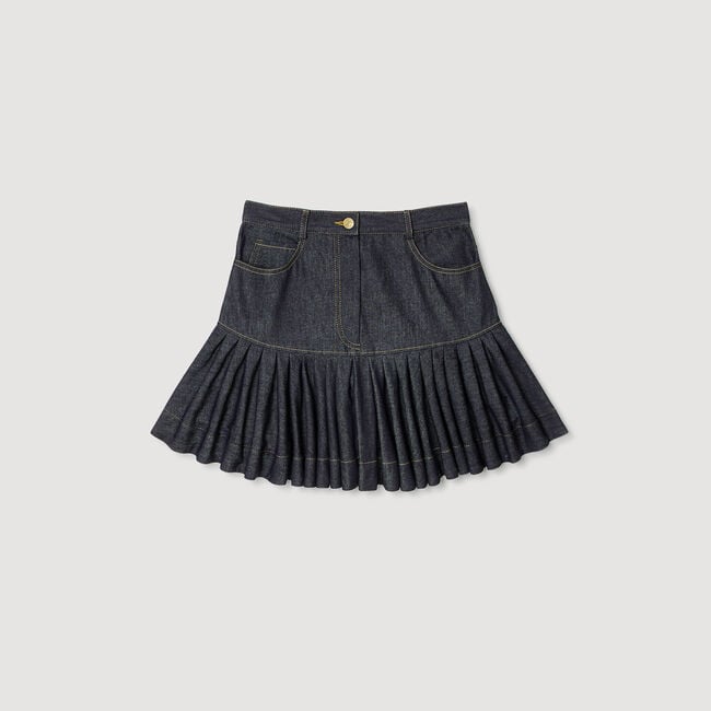 Mini denim ruffled skirt