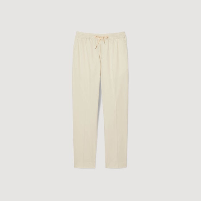 Elasticated straight-leg trousers
